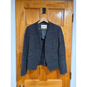Paul Stuart Gray Tweed Open Front Jacket Womens Size 6 Wool Blend Lined